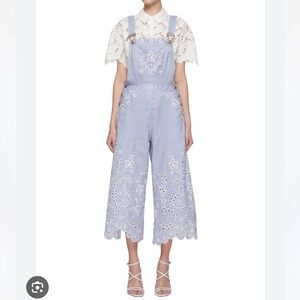 NWT Zimmermann clover cropped broderie anglaise linen jumpsuit overalls, size 3